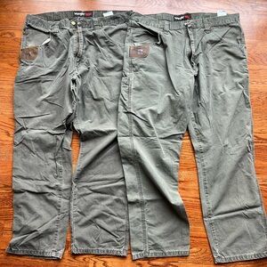 Wrangler Riggs Workwear Lot of 2 Pants 38x30 Carpenter Cargo khaki olive green